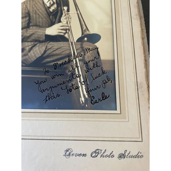 Signed Vintage Photograph Of Swing Band Trombone Player Earle Spencer - Picture 2 of 13
